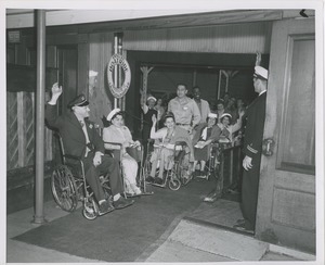 Wheelchair users board ship