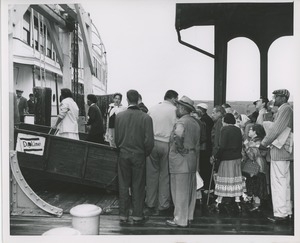 People boarding ship for annual boat ride