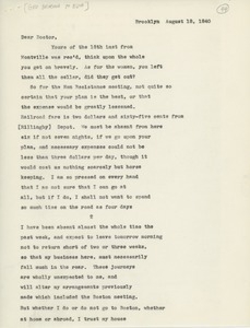 Transcript of letter from George W. Benson to Erasmus Darwin Hudson