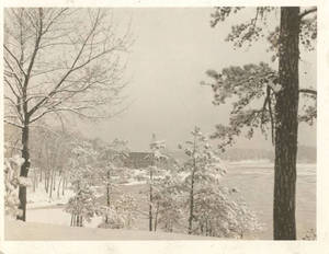 Wintery Scene of Lake Massasoit at Springfield College, ca. 1940-1950