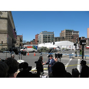 National news media outside Copley Square on Wednesday, April 17th 2013