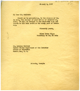 Letter from Ellen Irene Diggs to Ambrose Caliver