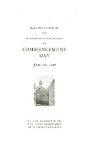 Harvard University 1940 commencement ceremony program