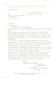 Letter from Karl-Marx-Universität to W. E. B. Du Bois