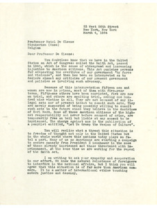 Letter from W. E. B. Du Bois to Natal De Cleene