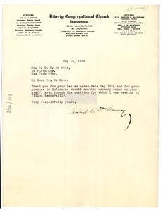 Letter from Perfect R. DeBerry to W. E. B. Du Bois