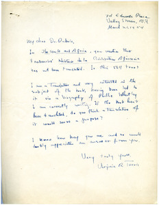 Letter from Virginia R. Terris to W. E. B. Du Bois