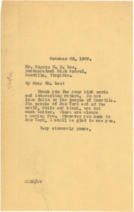 Letter from W. E. B. Du Bois to Eugene M. B. Lee