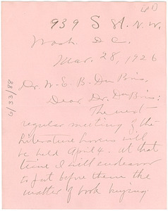 Letter from Carrie Clifford to W. E. B. Du Bois