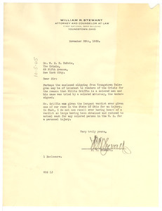 Letter from William R. Stewart to W. E. B. Du Bois