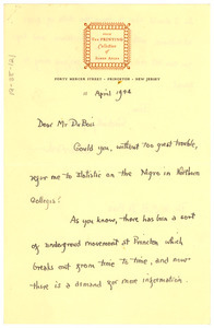 Letter from Elmer Adler to W. E. B. Du Bois