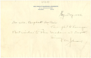 Letter from P. M. Johnson to W. E. B. Du Bois