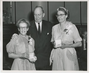 Jeremiah Milbank, Sr. shaking hands with Mrs. Nesta James Brick