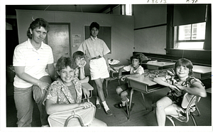 Students posing in classroom
