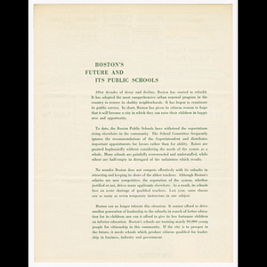 Document about Citizens for the Boston Public Schools and their proposed 1961 budget