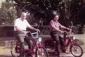 Joe and George Oliveira on bikes