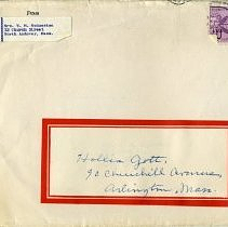 envelope from Mrs W. M. McQueston, 32 Church Street, North Andover, MAss