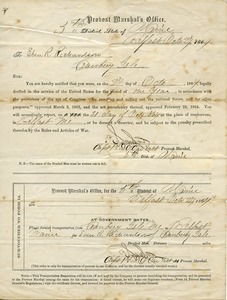 Draft notice from Maine Provost Marshal, 5th District, to Eben R. Richardson