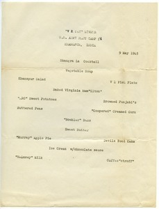 V E Day dinner menu