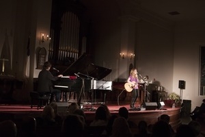 Dar Williams, performing at the First Congregational Church in Wellfleet, accompanied by Bryn Roberts on piano