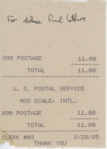 U.S. postal service receipt