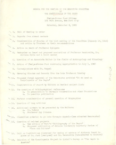Agenda for the meeting of the Executive Committee of the Encyclopedia of the Negro