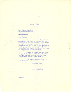 Letter from W. E. B. Du Bois to Růžena Mrstikovia