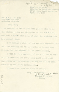 Letter from Charles D. Brown to W. E. B. Du Bois