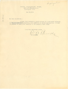 Letter from R. W. Brooks to W. E. B. Du Bois