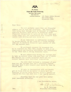 Circular letter from Alpha Phi Alpha, Eta Chapter to W. E. B. Du Bois