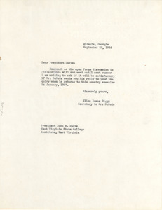 Letter from Ellen Irene Diggs to National Association of Teachers in Colored Schools