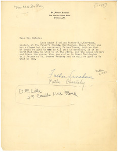 Letter from Father Lenahan and Father Cassidy to W. E. B. Du Bois