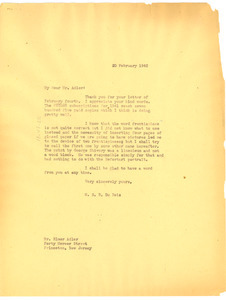 Letter from W. E. B. Du Bois to Elmer Adler