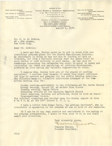 Letter from Frances Gunner to W. E. B. Du Bois