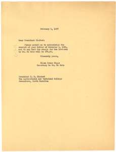 Letter from Ellen Irene Diggs to Agricultural and Technical College of North Carolina