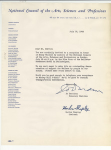 Letter from National Council of Arts, Sciences and Professions to W. E. B. Du Bois