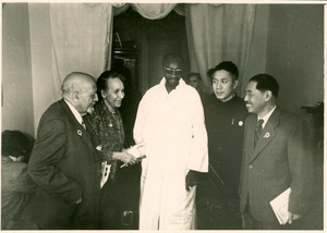 W. E. B. Du Bois, Shirley Graham Du Bois, Majhemout Diop, Zhou Yang and Mao Dun at the Afro-Asian Writers Conference in Tashkent