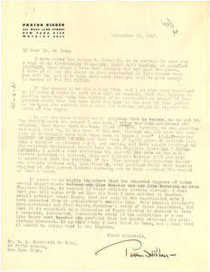 Letter from Paxton Hibben to W. E. B. Du Bois