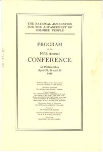 National Association for the Advancement of Colored People Programme of the Fifth Annual Conference
