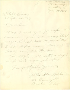 Letter from J. Franklin Williams to Editor of the Crisis