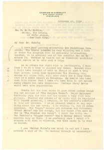 Letter from Charles W. Chesnutt to W. E. B. Du Bois