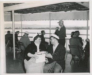 People eating lunch on boat ride