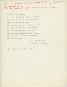 Transcript of letter of introduction from James S. Gibbons