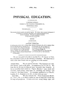 Physical Education, April, 1893