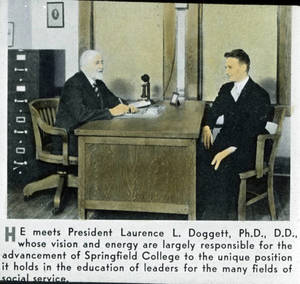 President Doggett with student
