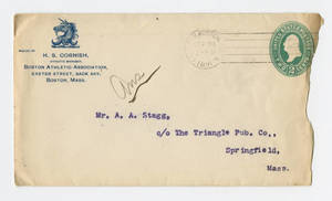 Envelope for a letter to Amos Alonzo Stagg from the Boston Athletic Association, September 24, 1891
