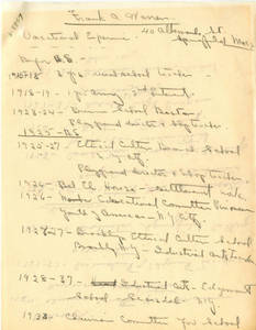 Handwritten Chronology of Frank A. Warren's work and educational background