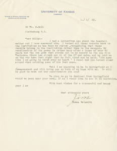 Letter from Dr. James Naismith to William Ball (May 6th, 1935)