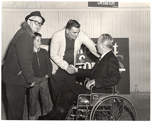 Mayor John F. Collins with Timothy W. Hickey and unidentified individuals