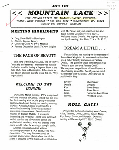 Mountain Lace: The Newsletter of Trans - West Virginia (April, 1992)